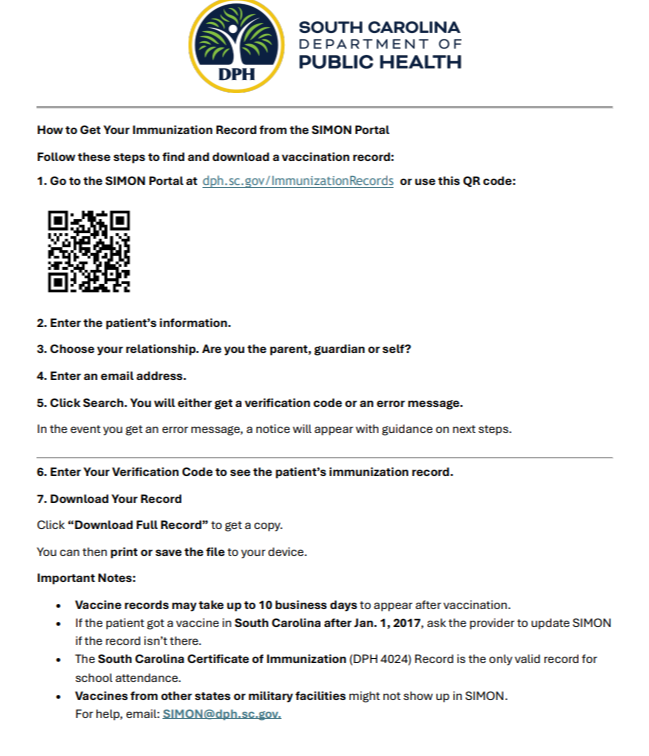 immunization record request