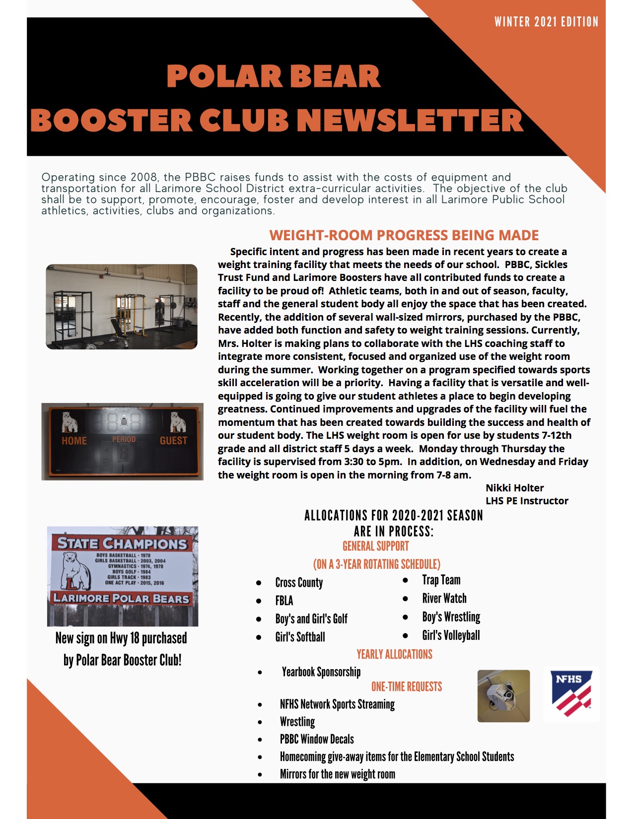 polar bear booster club newsletter