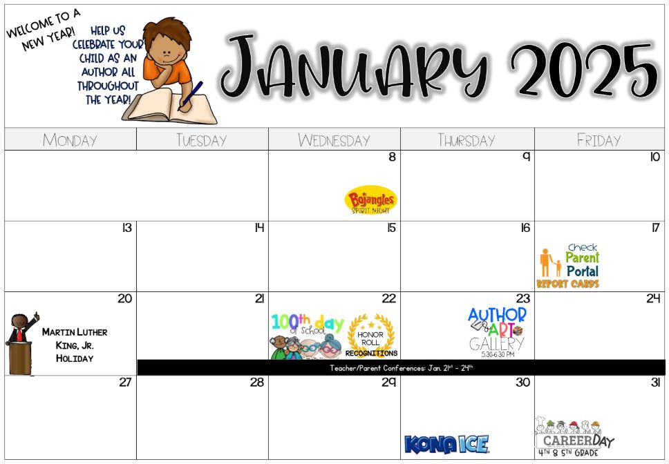 JANUARY 24-25 Parent Event Calendar