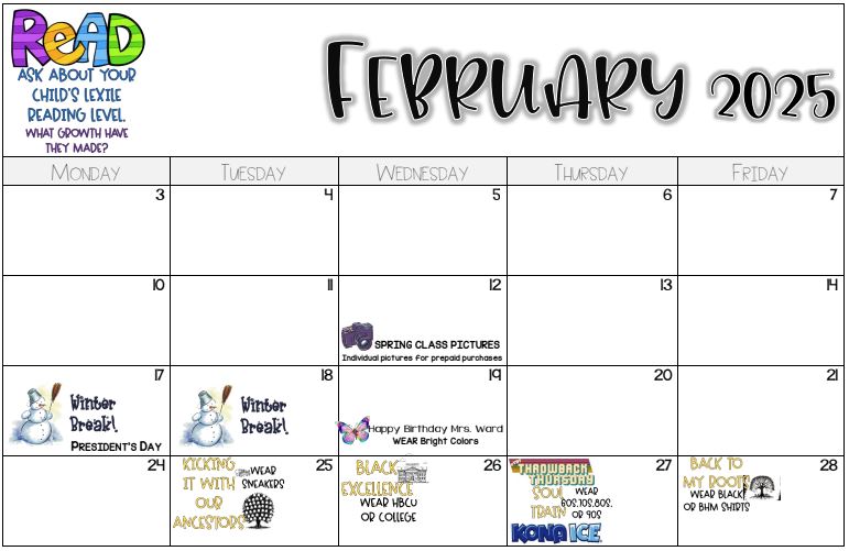 FEBRUARY 25 Event Calendar