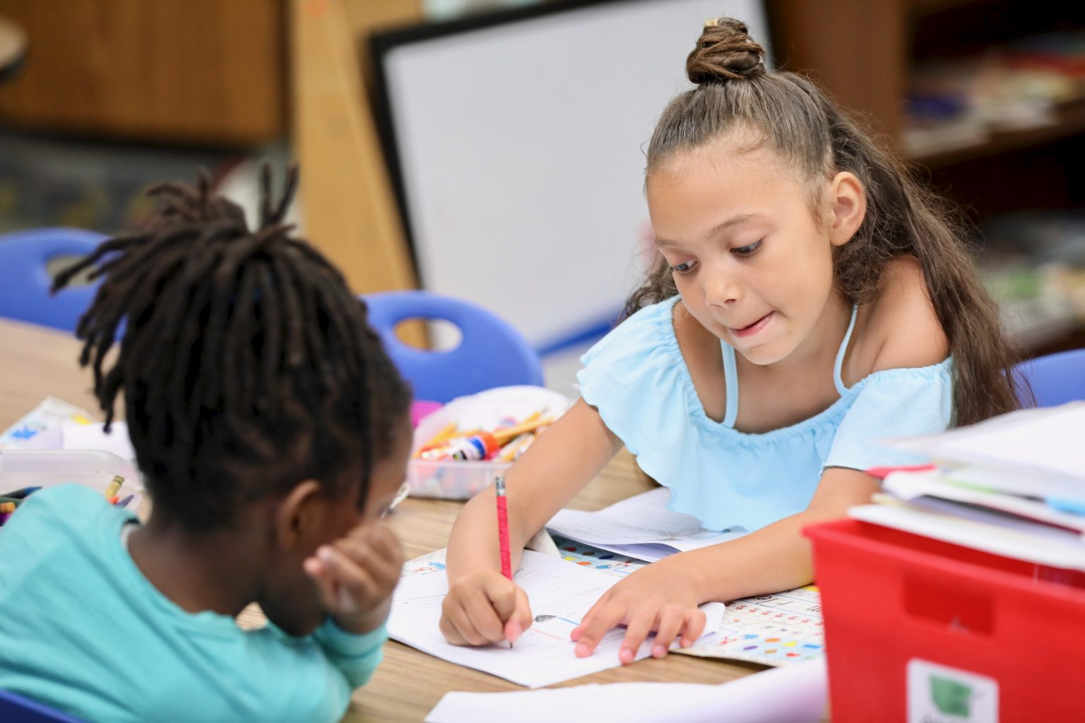 Girl learning Math