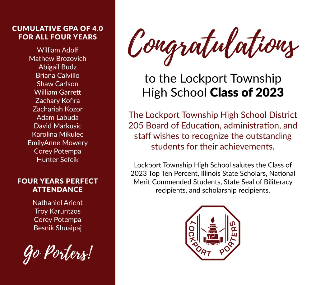 Graduating Class Special Recognitions Lockport Township High School