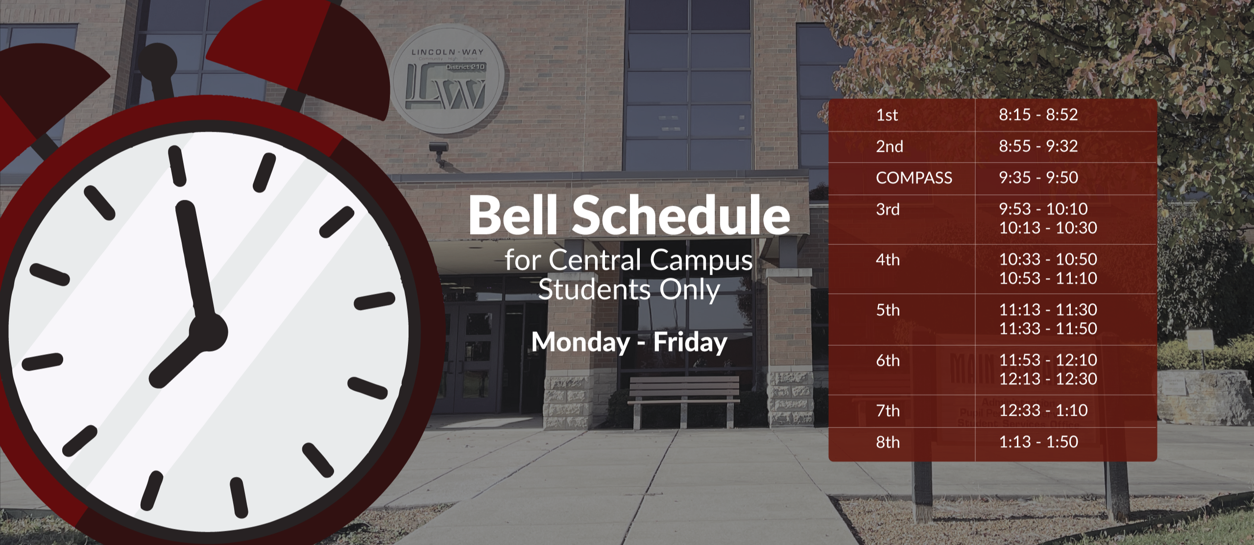 Central Campus Bell Schedule M-F
