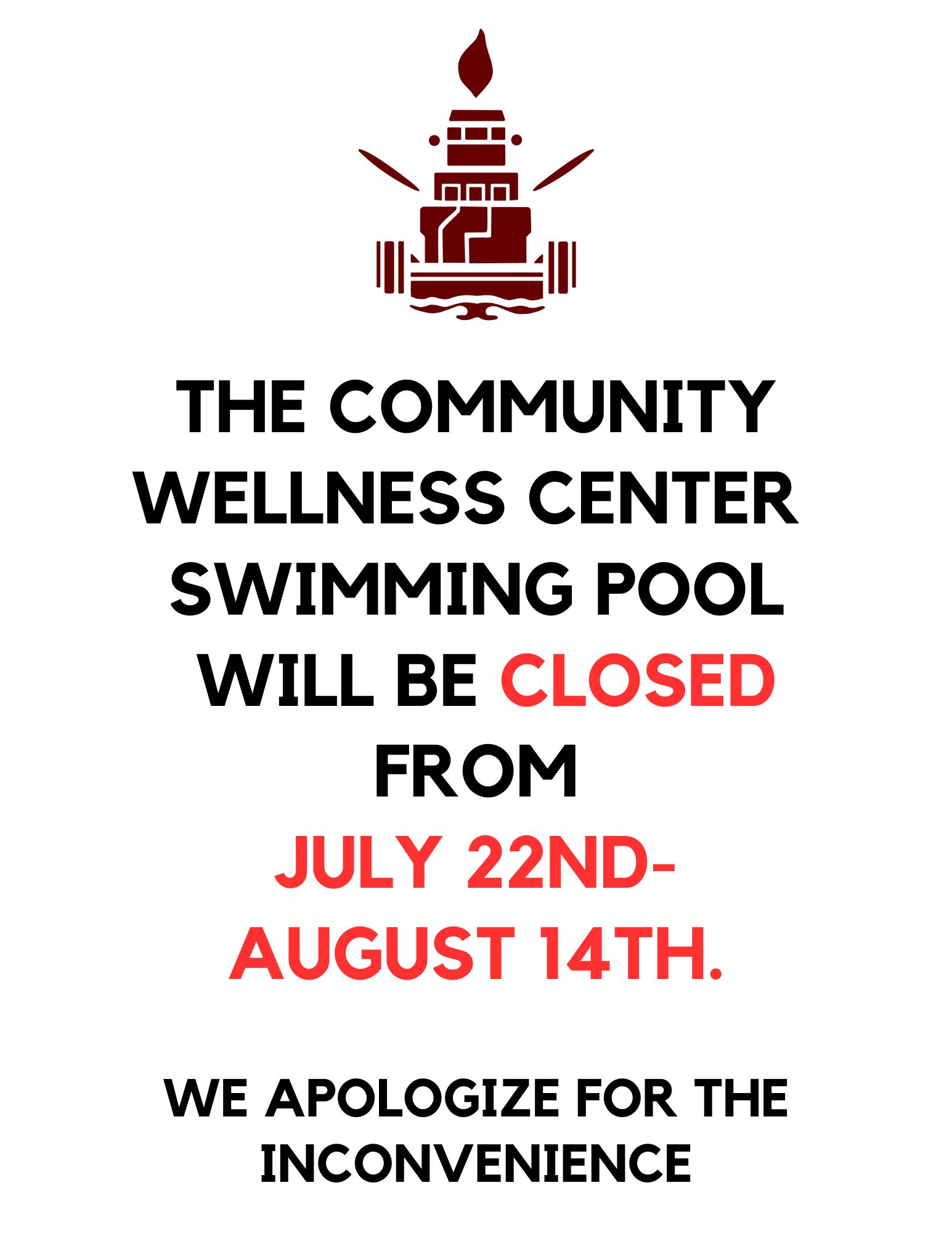 Pool will be closed for maintenance