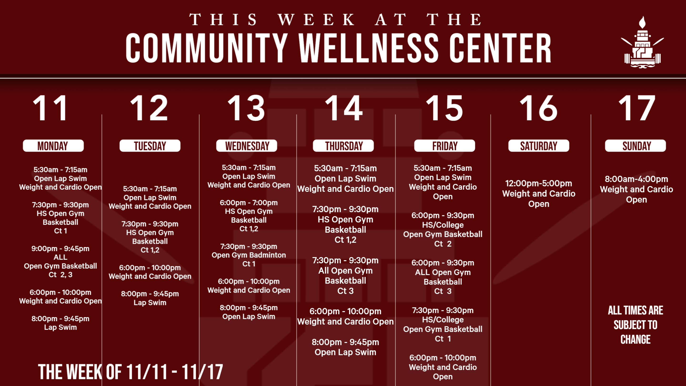 CWC Schedule