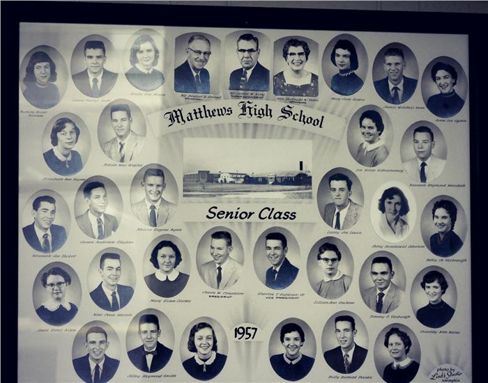 old looking picture of previous Matthews High School Composites by year (pictures go by year from 1951 to 1983)