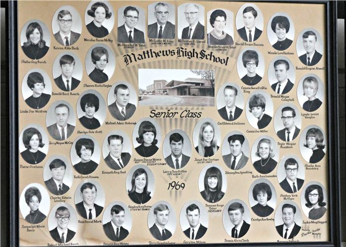 old looking picture of previous Matthews High School Composites by year (pictures go by year from 1951 to 1983)