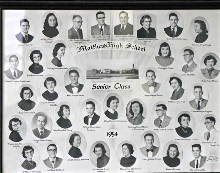 old looking picture of previous Matthews High School Composites by year (pictures go by year from 1951 to 1983)