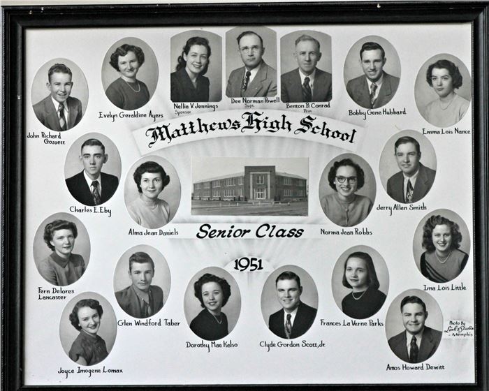 old looking picture of previous Matthews High School Composites by year (pictures go by year from 1951 to 1983)