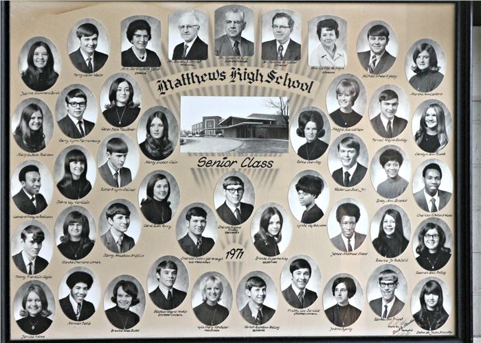 old looking picture of previous Matthews High School Composites by year (pictures go by year from 1951 to 1983)