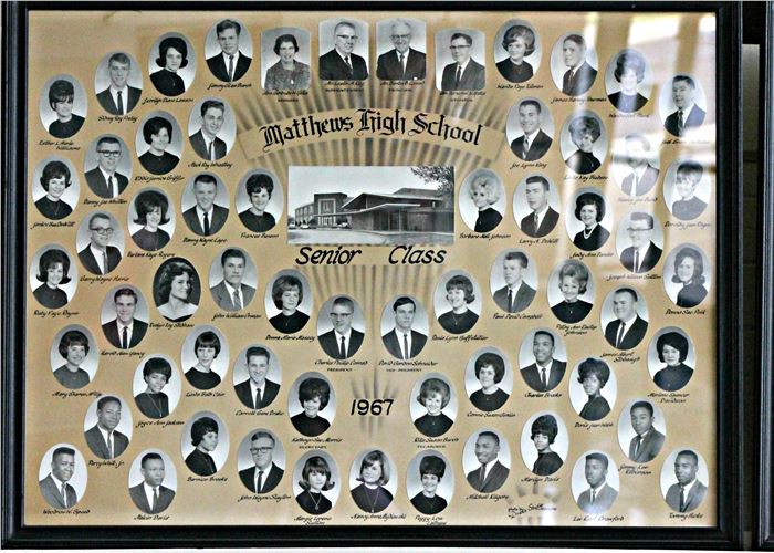 old looking picture of previous Matthews High School Composites by year (pictures go by year from 1951 to 1983)