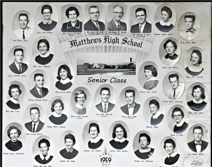 old looking picture of previous Matthews High School Composites by year (pictures go by year from 1951 to 1983)