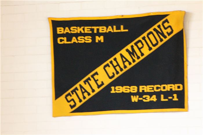 flag saying state champions