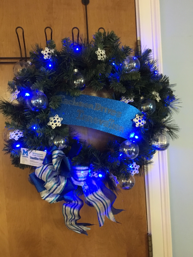 Student designed Christmas Wreath Donated to Middletown Chamber of Commerce - Festival of Wreaths 2017