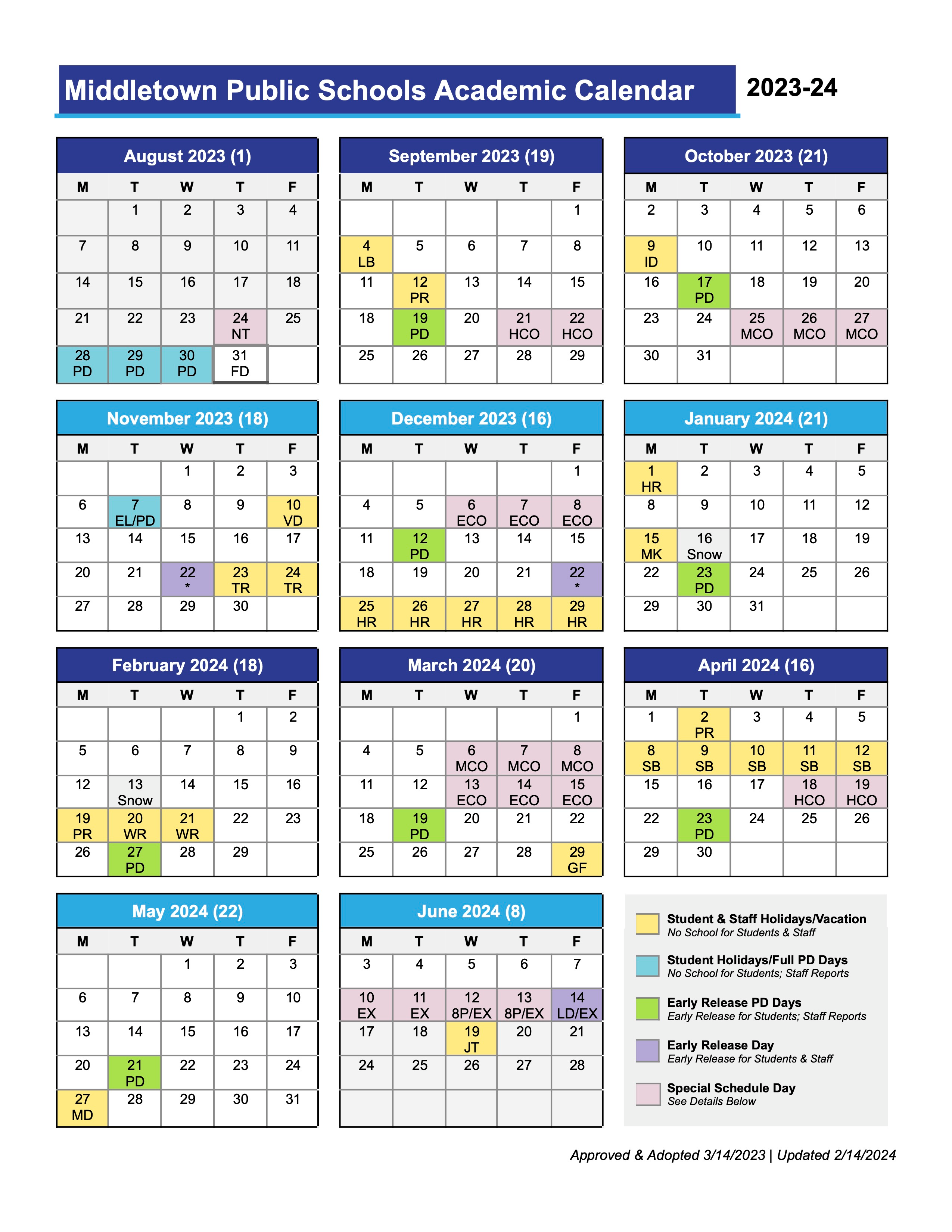 SY24 Academic Calendar Page 1 
