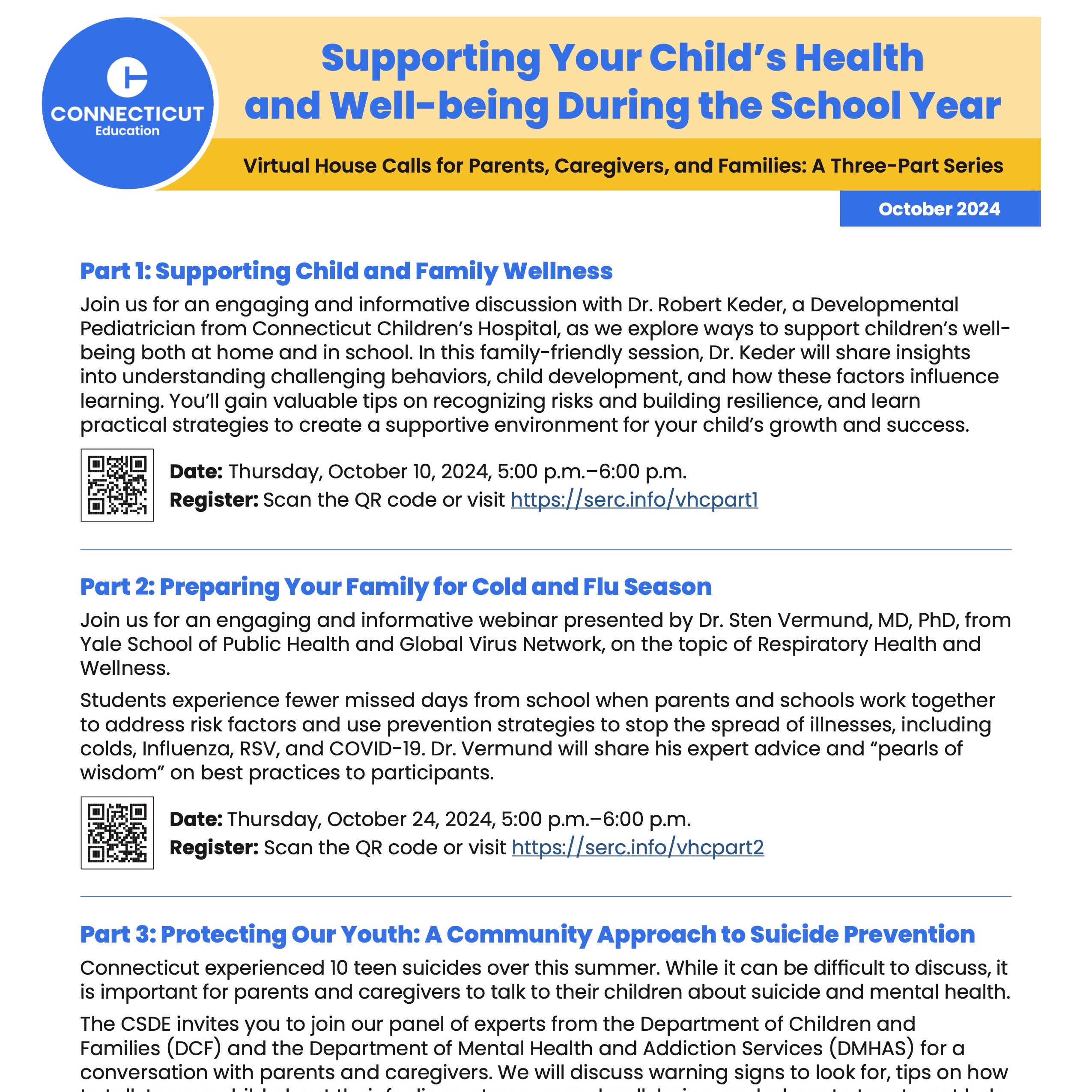 Workshop Series: Supporting Your Child's Health and Well-being During the School Year