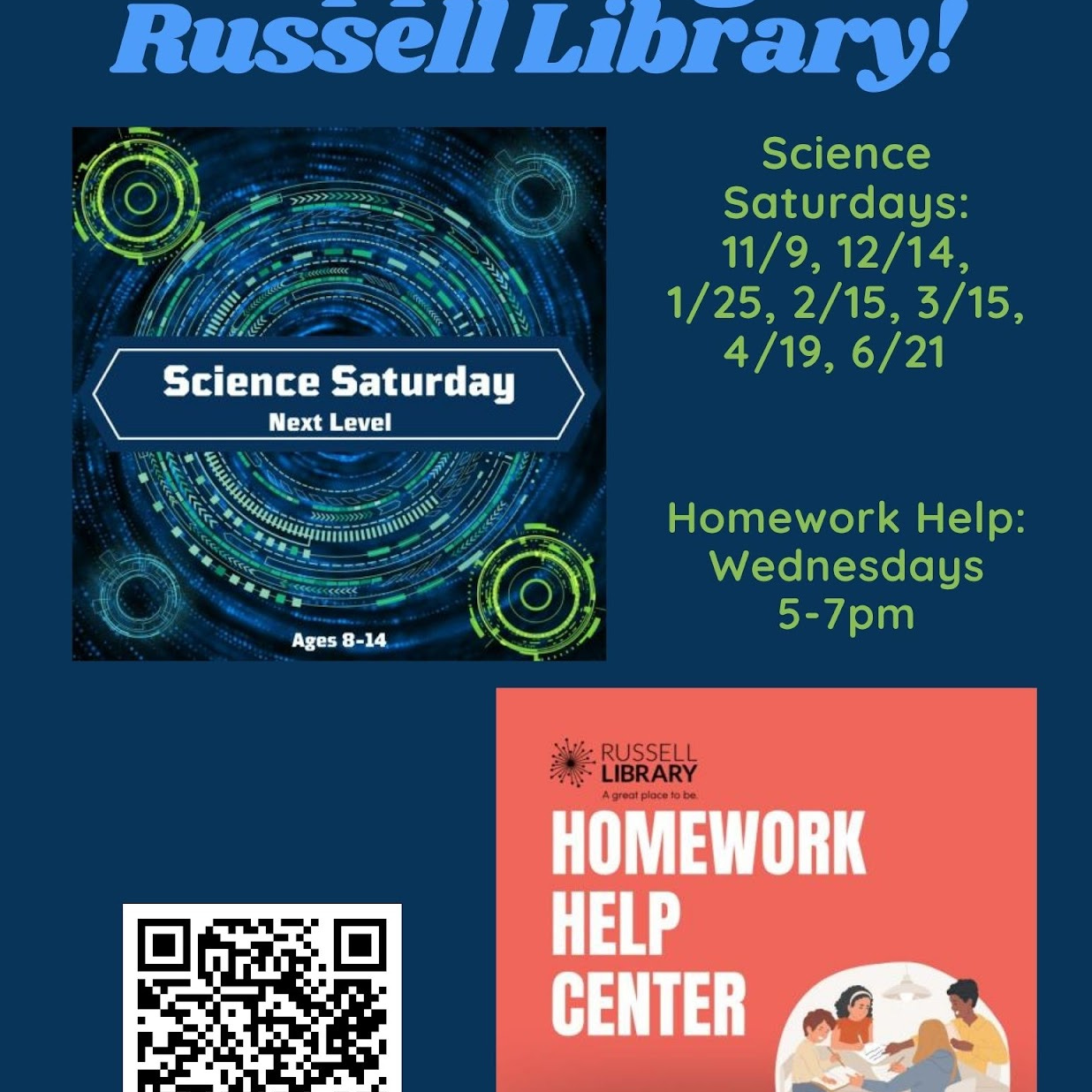 Happening at Russell Library Flyer