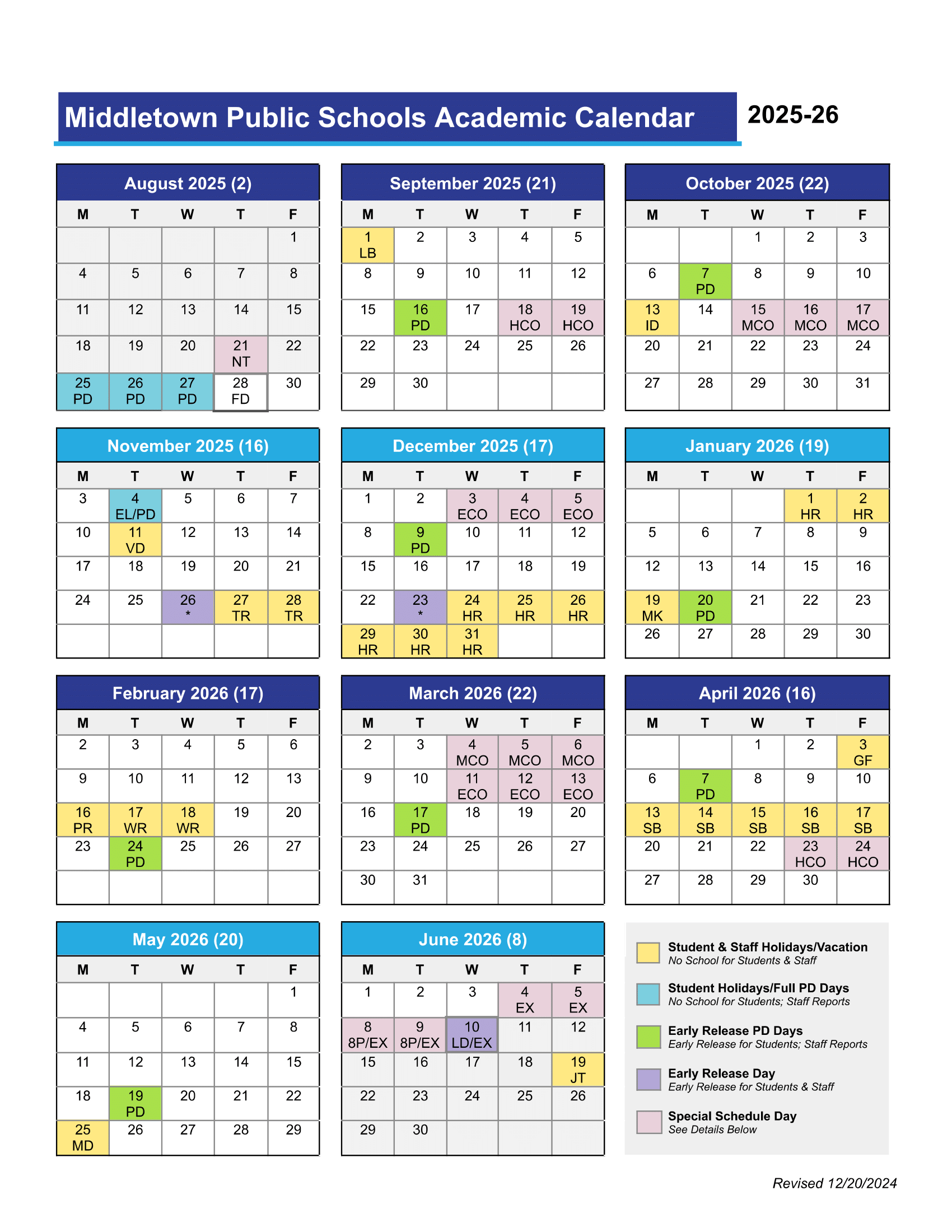 2025-2026 Academic Calendar