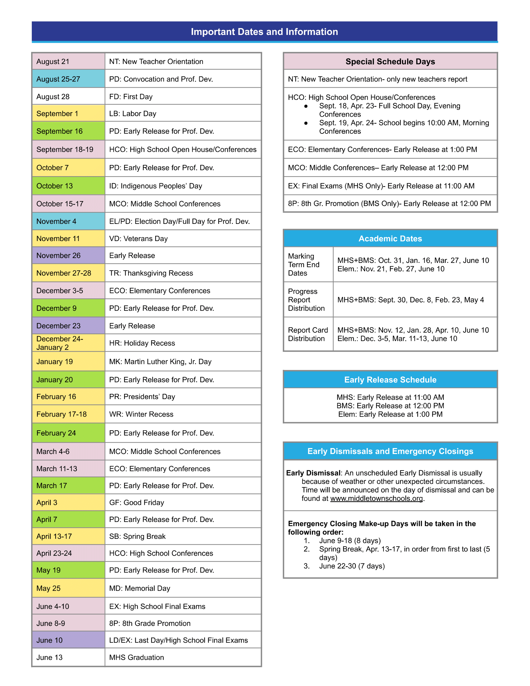 2025-2026 Academic Calendar