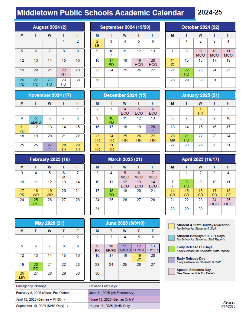 2024-2025 Academic Calendar