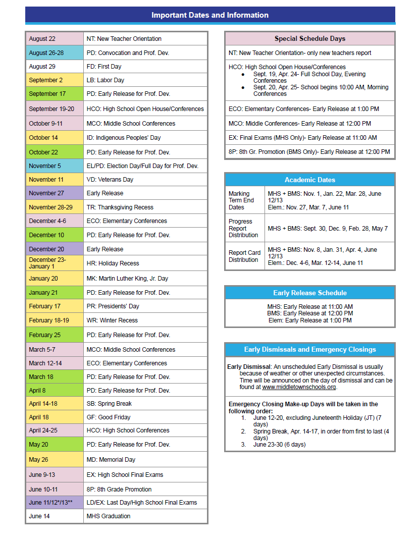 2024-2025 Academic Calendar