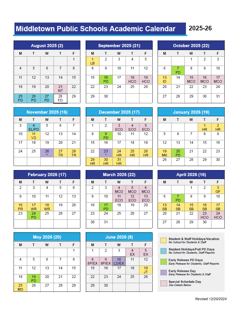 2025-2026 Academic Calendar