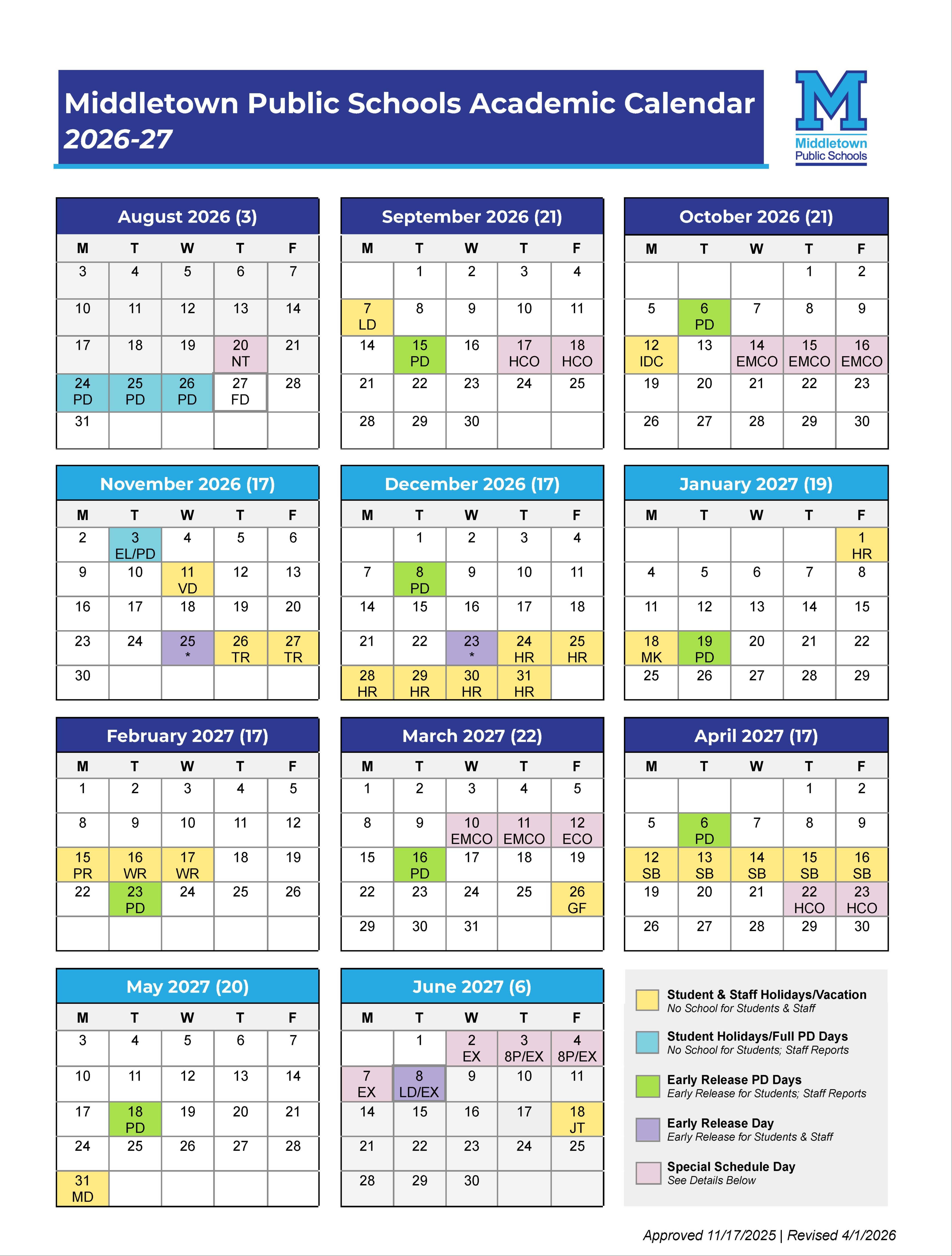 2026-2027 Academic Calendar