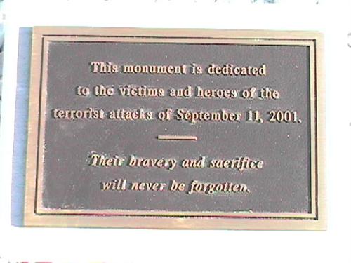 plaque  for the 911 school monument