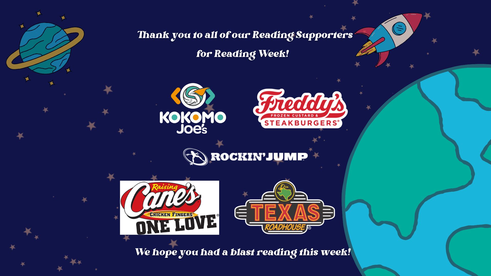 Thank you Reading Week community supporters