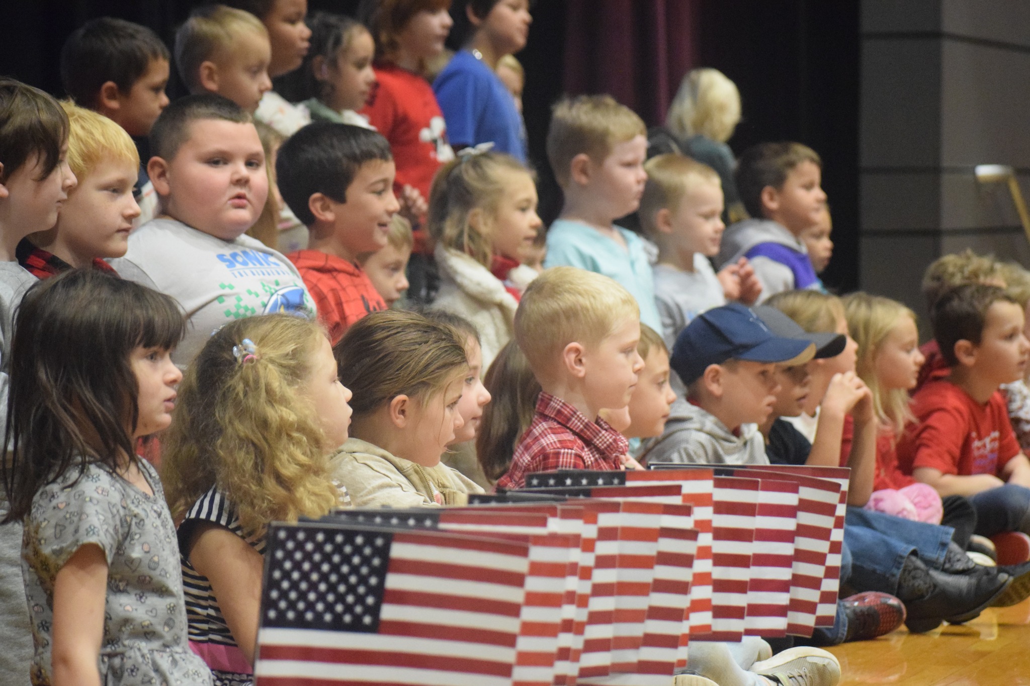 Students and flags