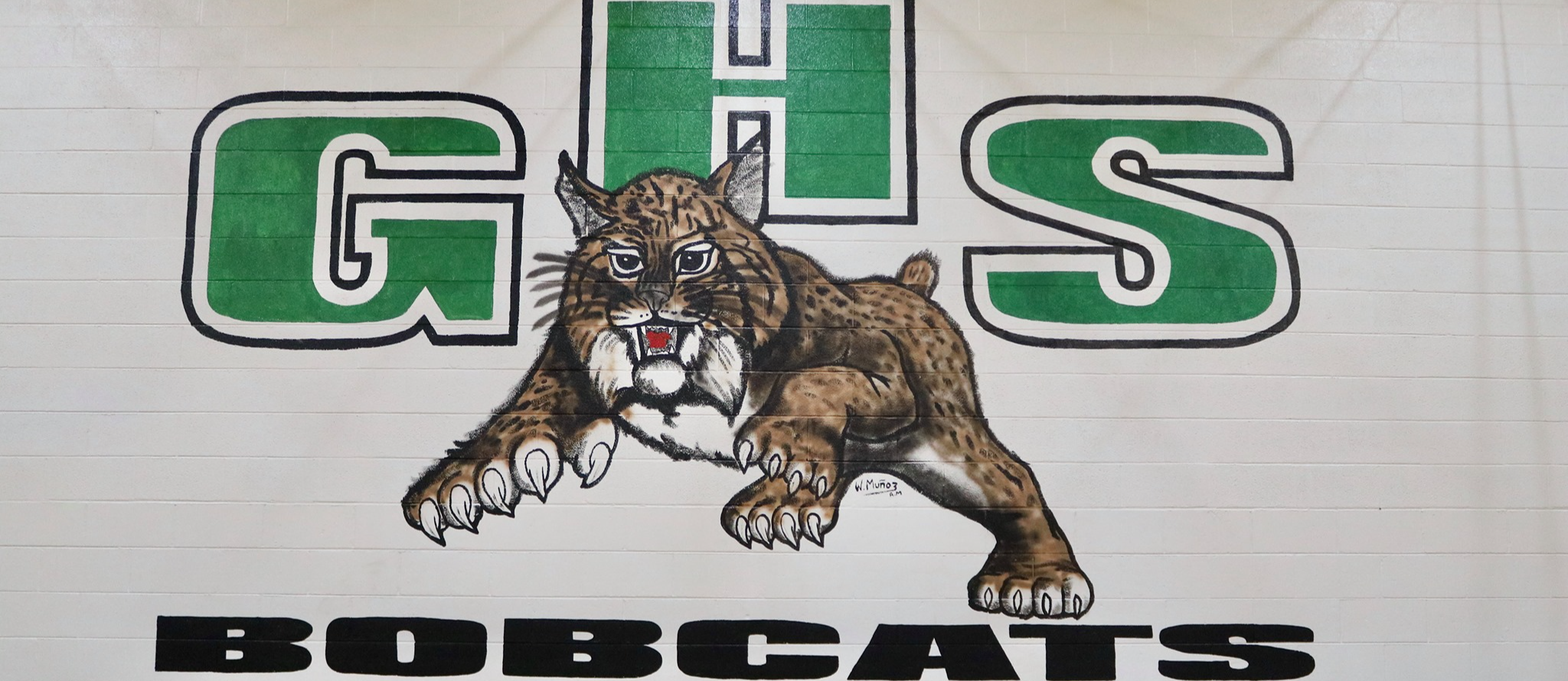ghs bobcat painting on school wall