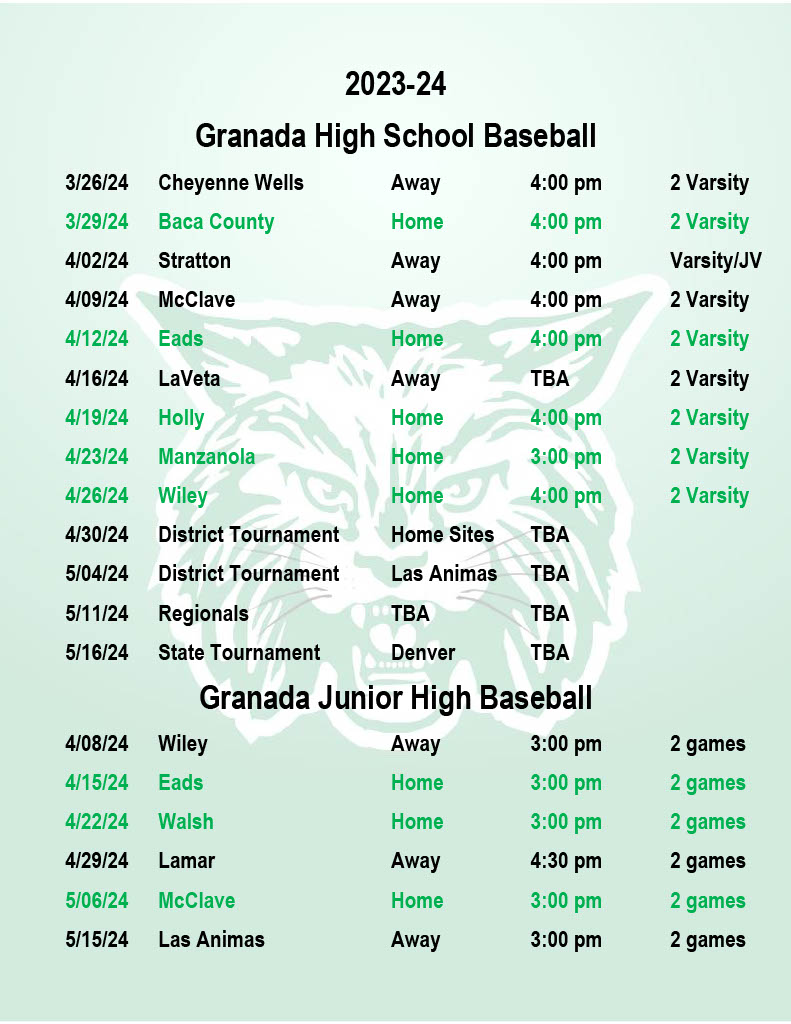 Sports Schedules Granada School RE1