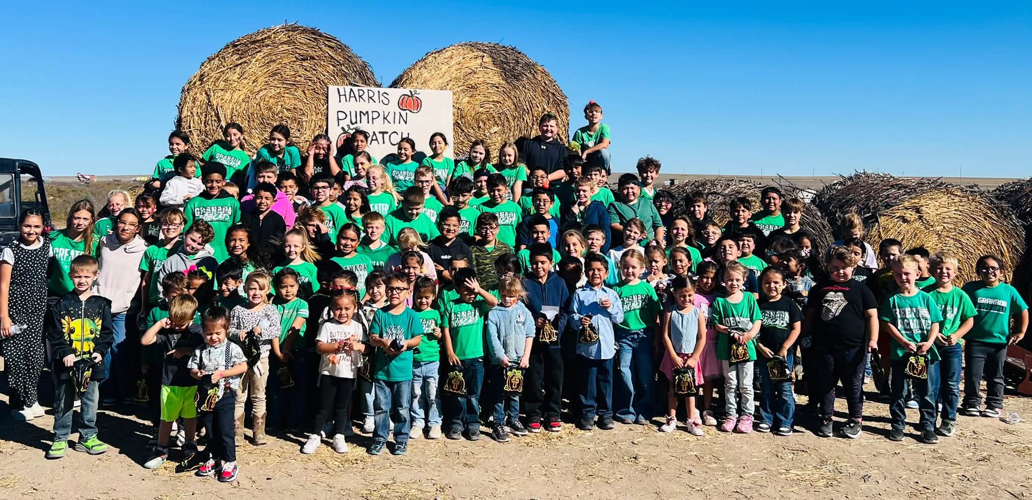 students at pumpkin patch