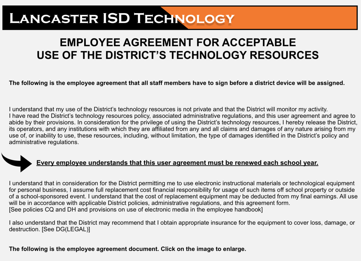 Acceptable Use Policy Lancaster Independent School District