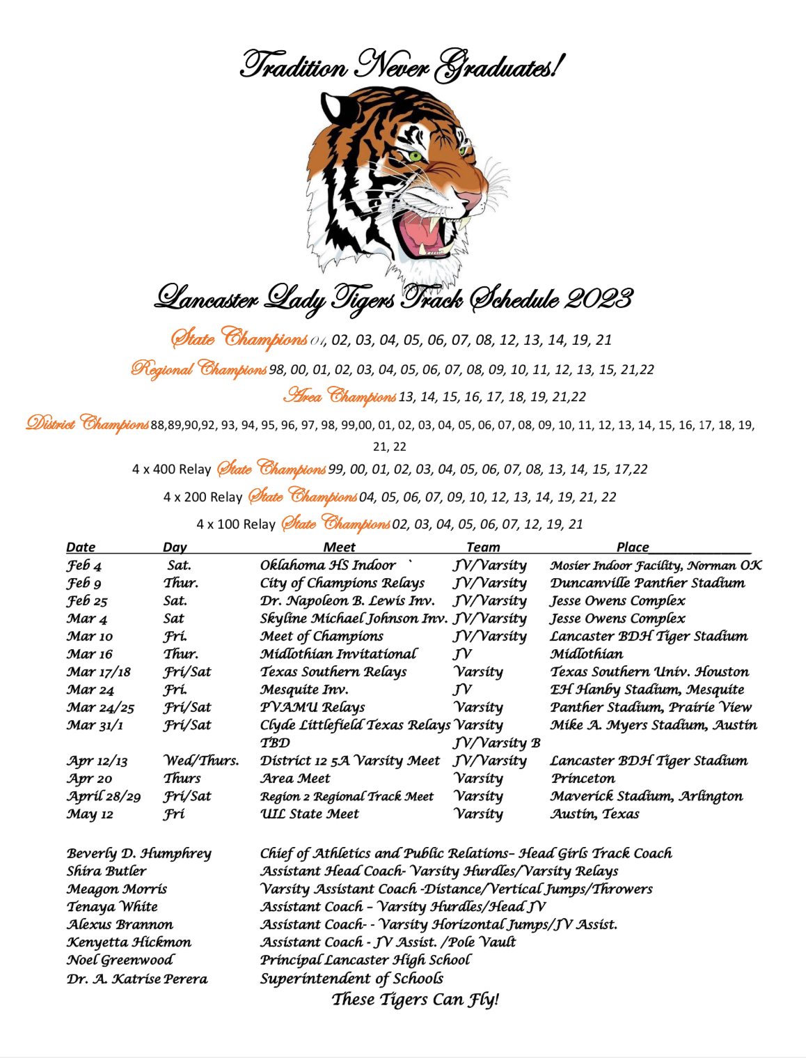 Lancaster Tigers Athletics Schedules Lancaster Independent School