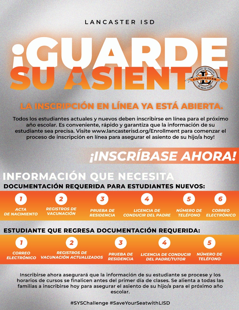 Save Your Seat in Lancaster ISD_Spanish