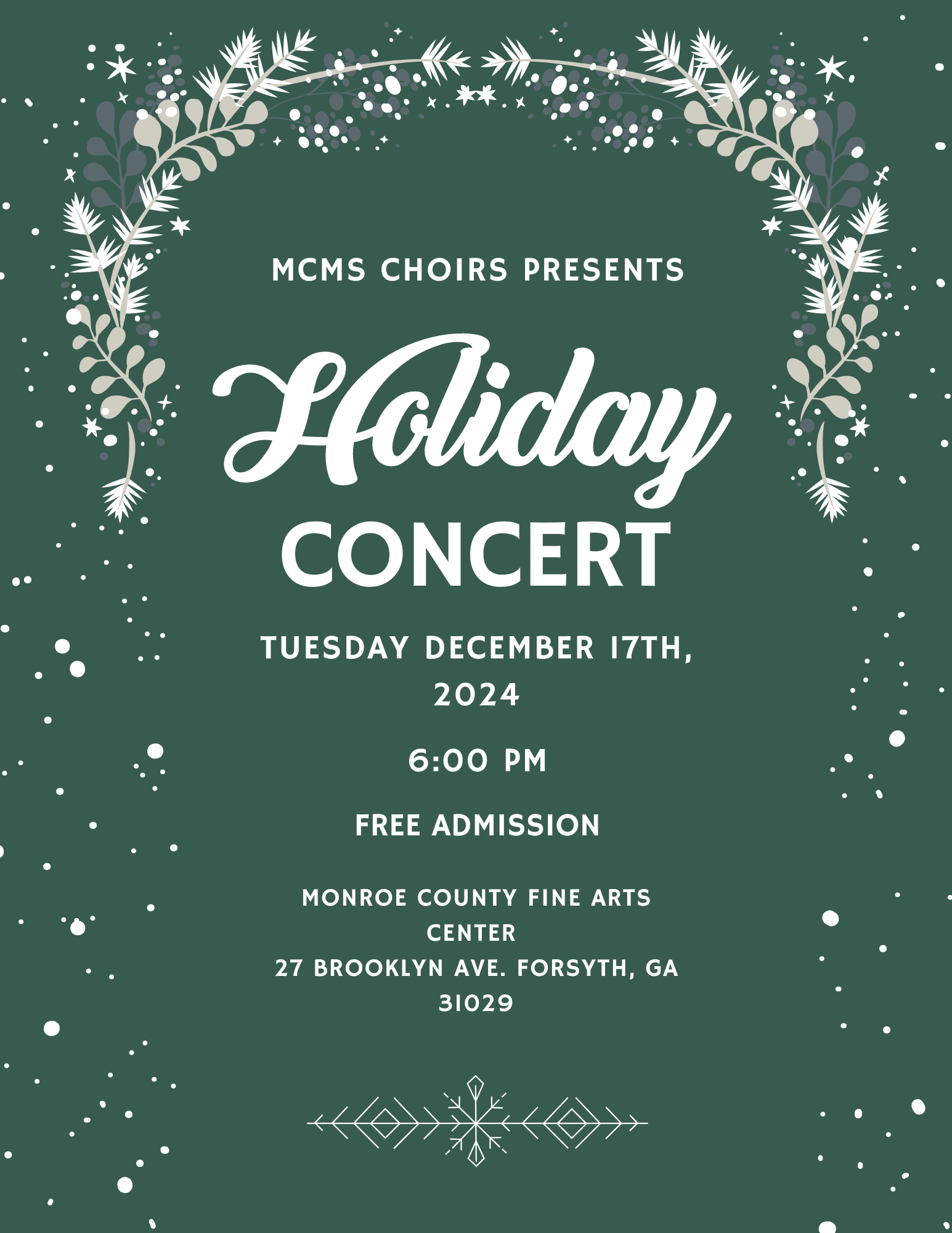 MCMS chorus concert 6 p.m. on december 17