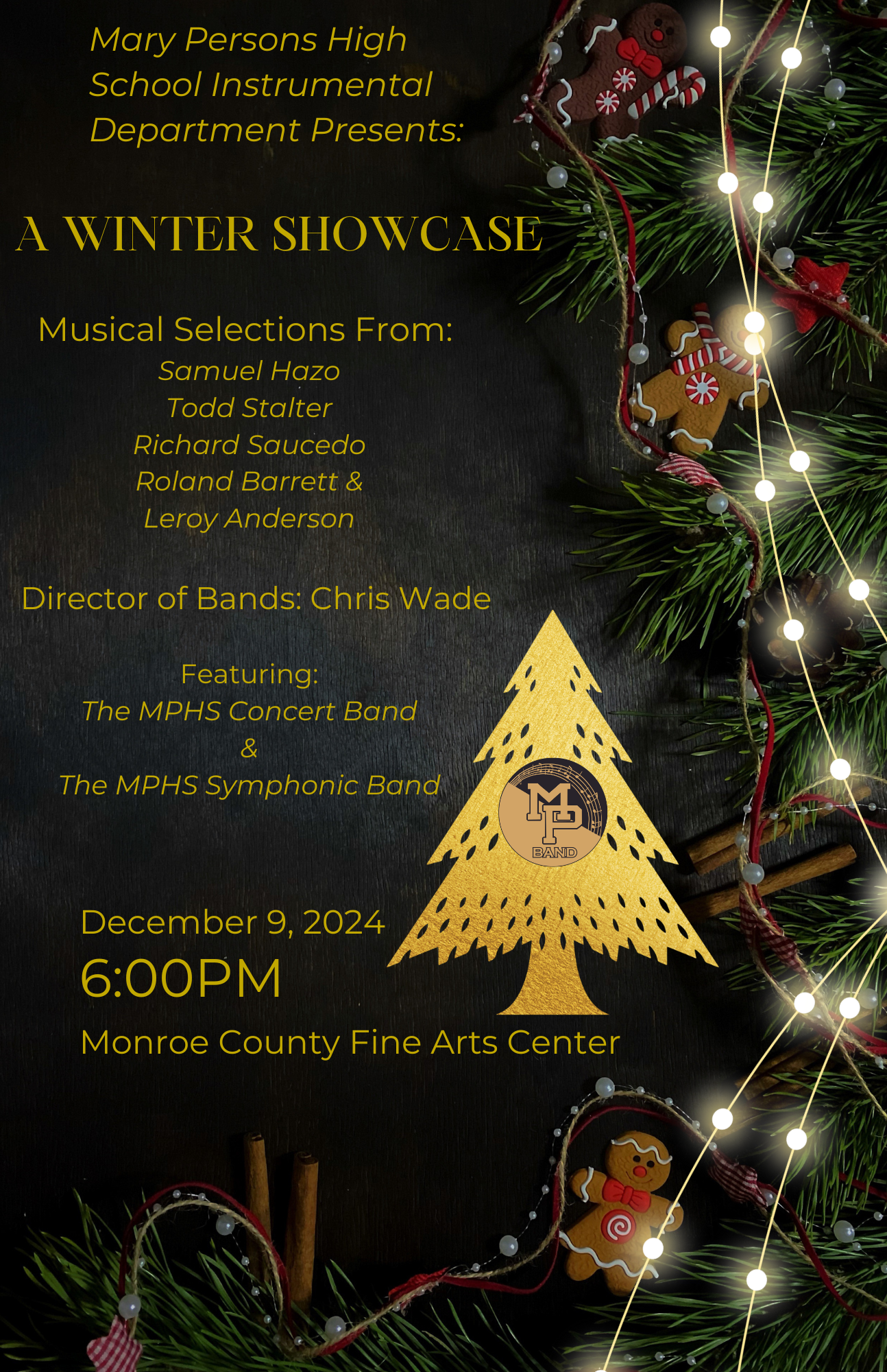 MPHS Band concert December 9 at 6 pm