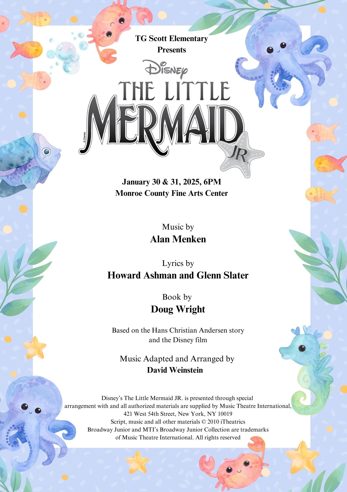 TGS presents the Little Mermaid Jr. on Jan. 30-31 at the FAC