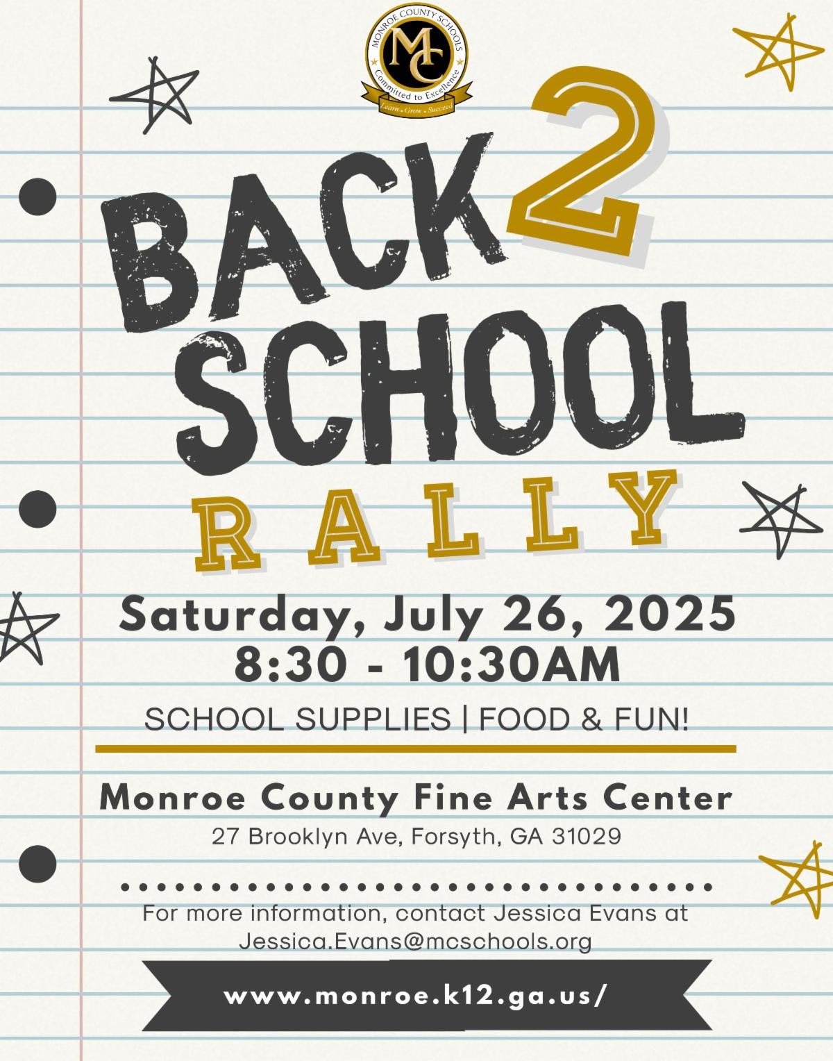 back to school bash 07/26 at 8:30 a.m.