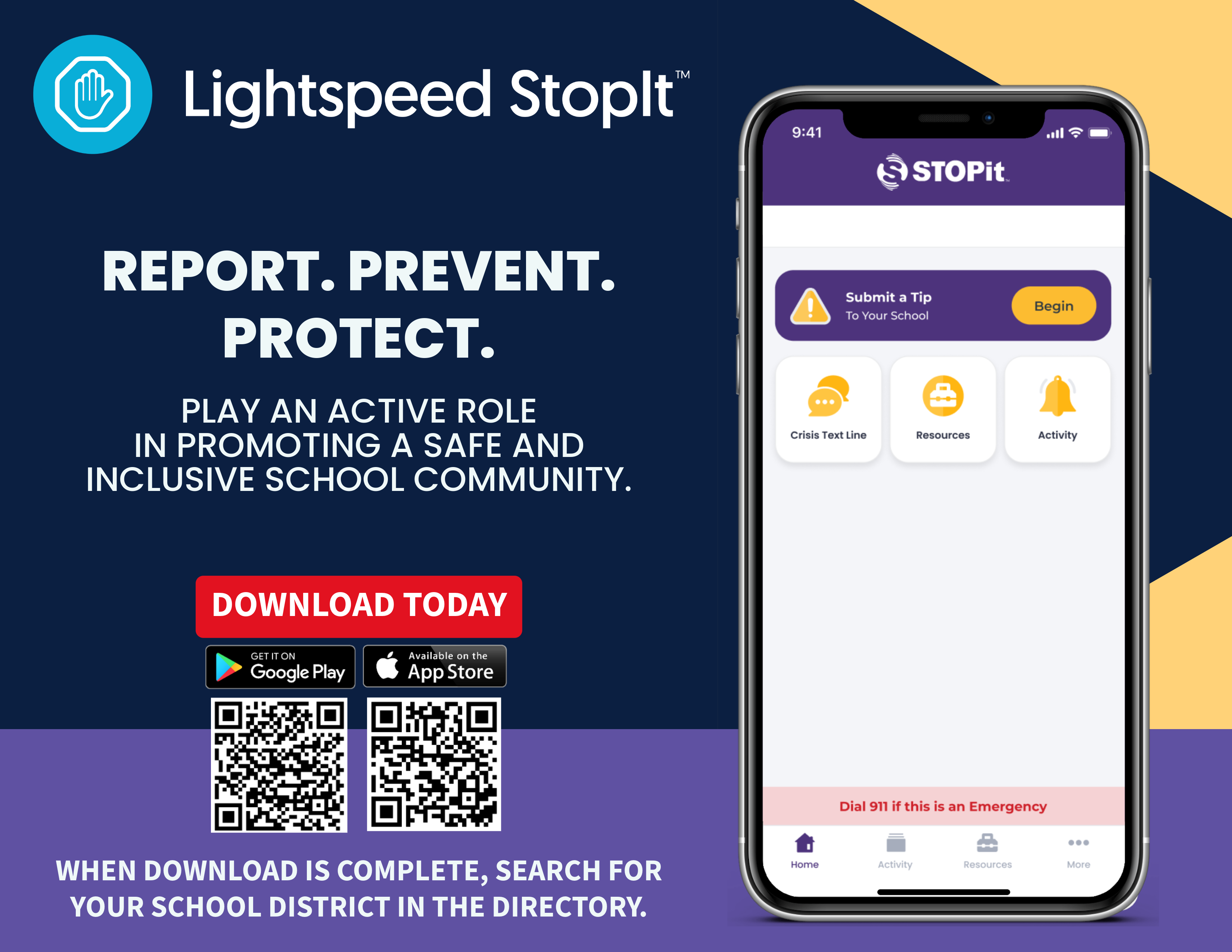 Download the Stop It app to report suspicious activity