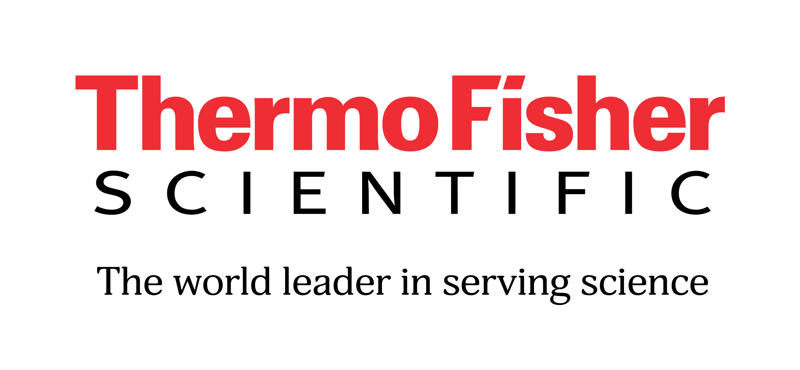 Red and white Thermo Fisher logo on a black background.