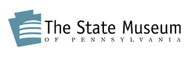 The State Museum of Pennsylvania's logo, featuring an open book design and text in black on white.