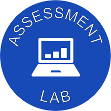 blue circle logo with Assessment Lab and computer icon