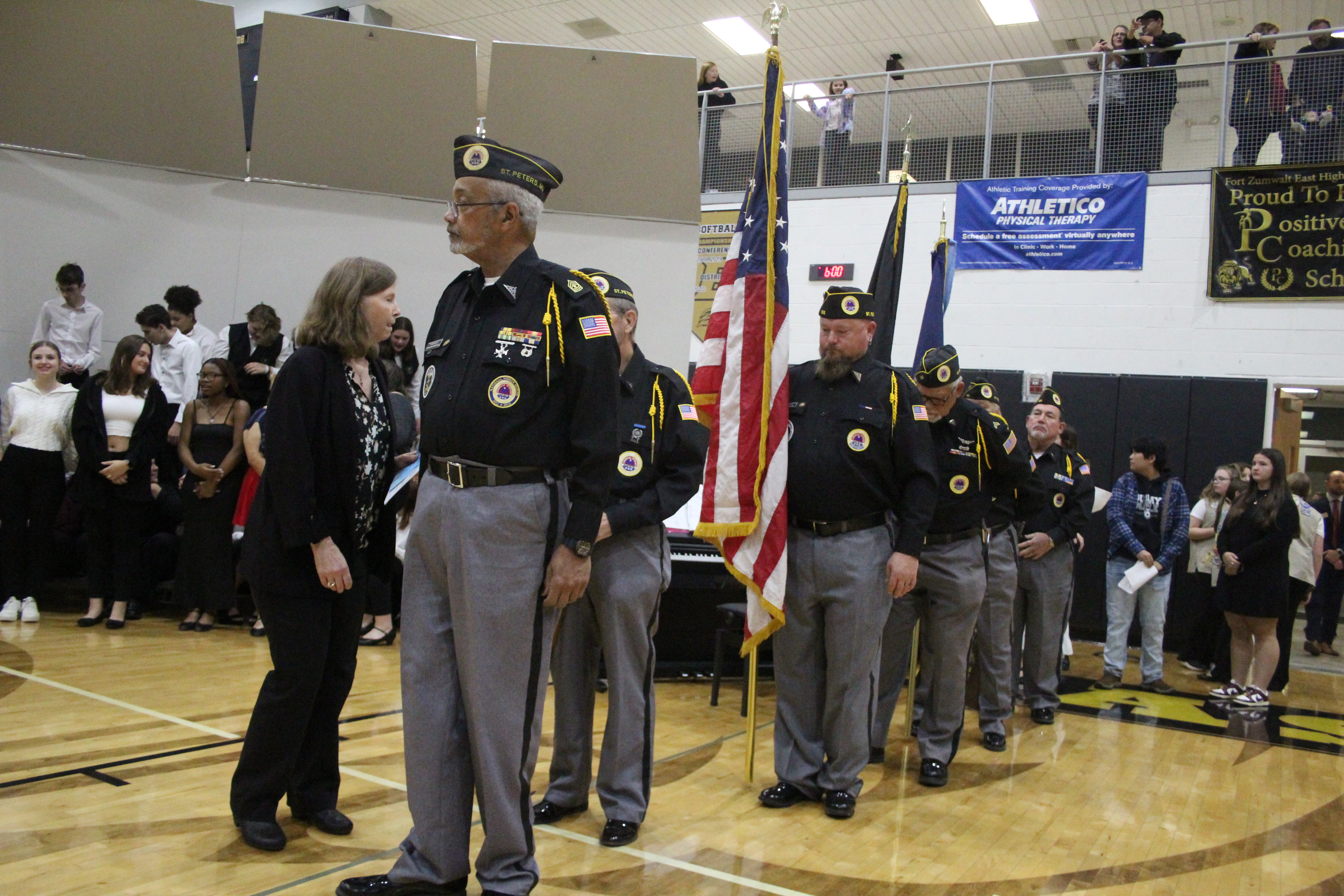 Veterans presenting flags at the Veteran's Day Celebration at FZ East High