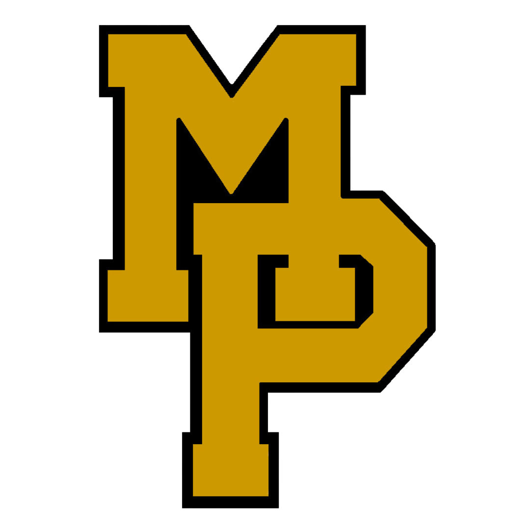 Mary Persons logo - interlocking M P in gold and black