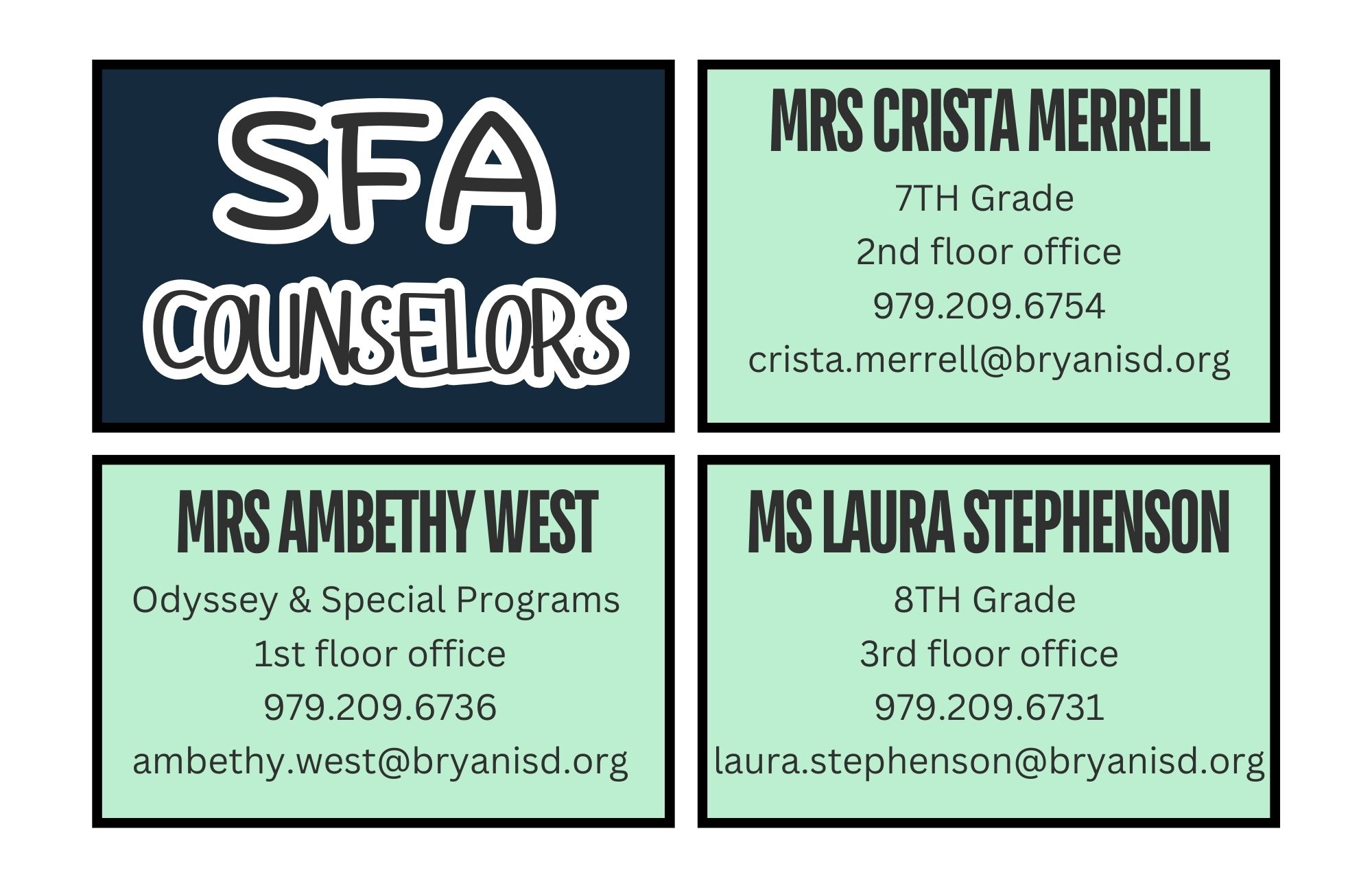 Counselor Contact Information