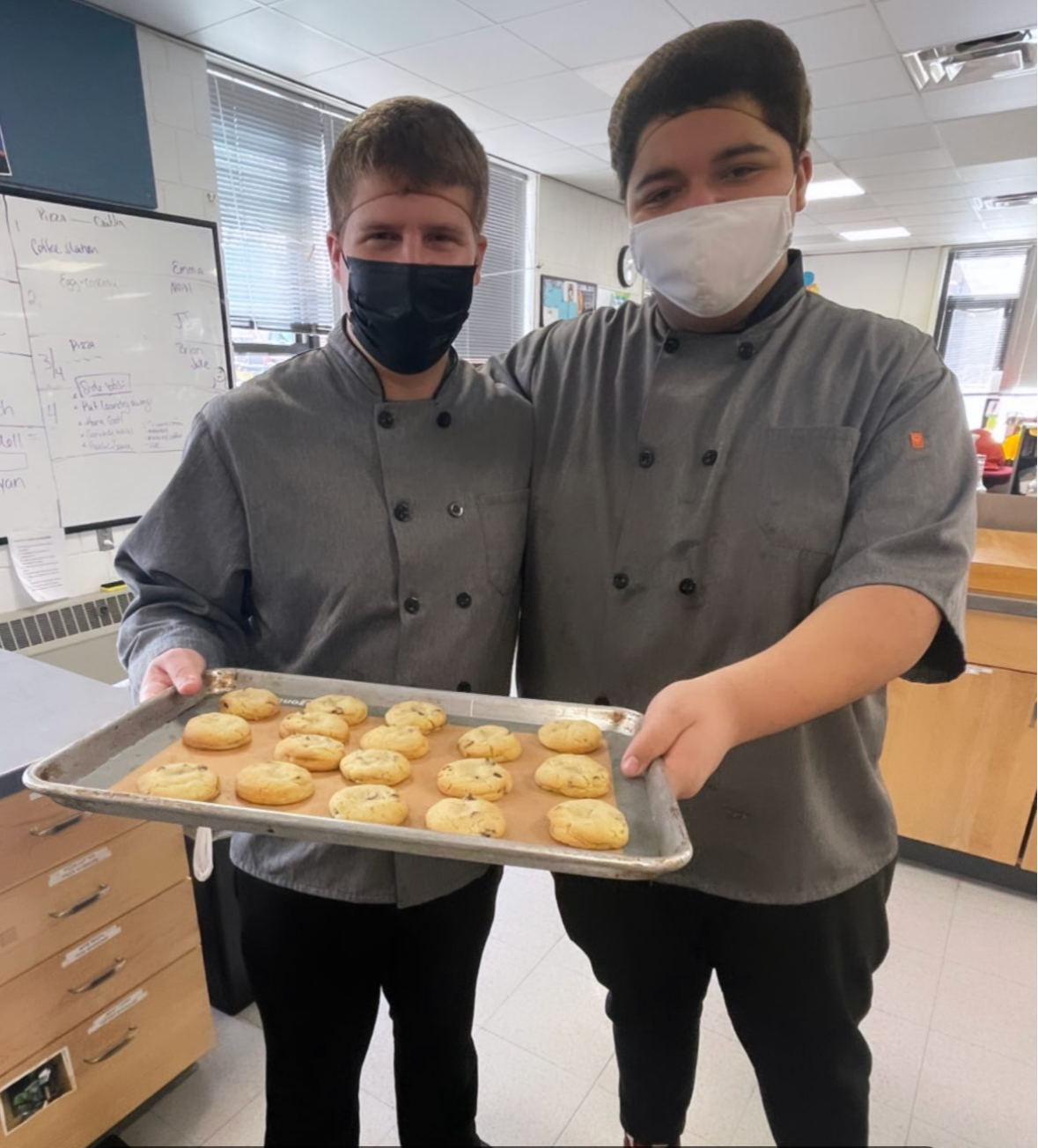 Food Service student making food