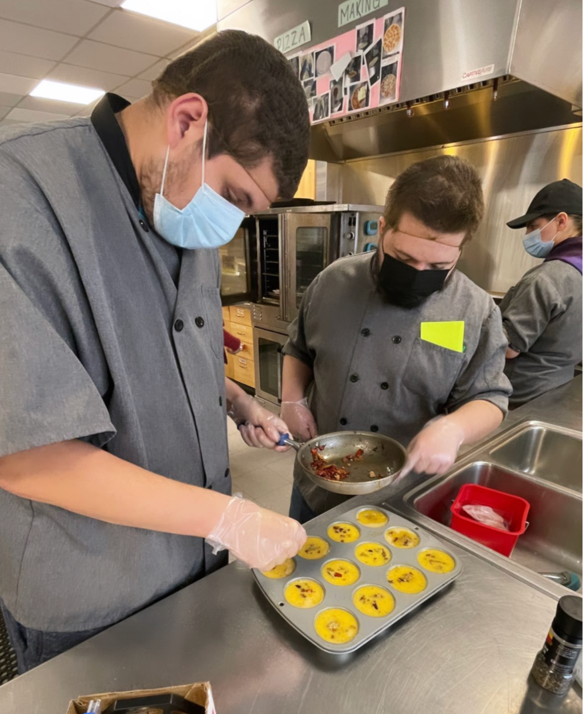 Food Service student making food