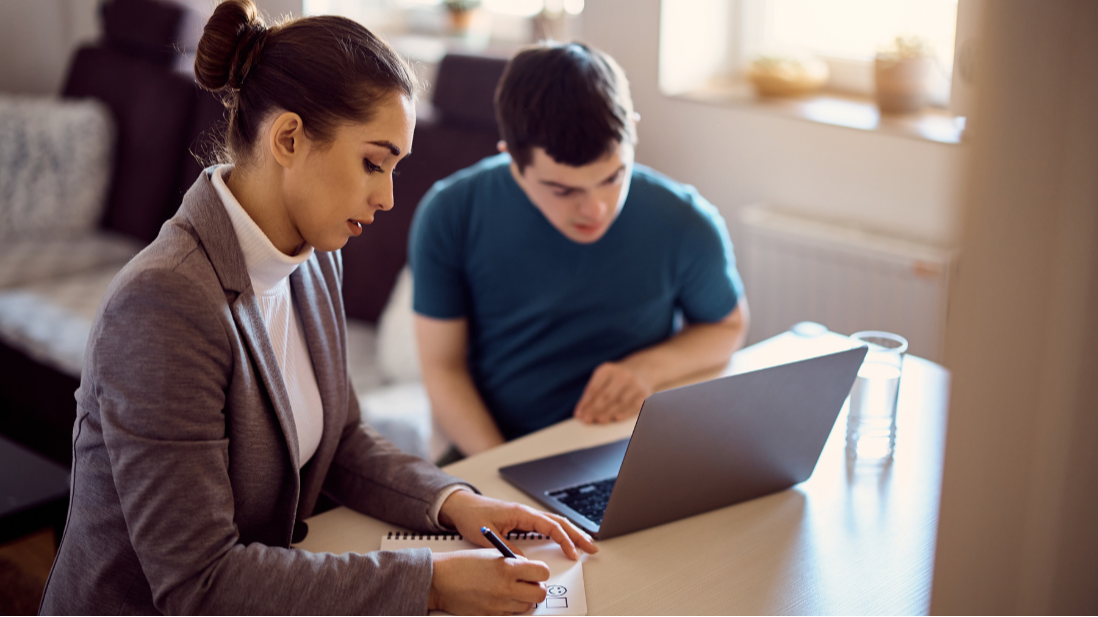 special education evaluation with teacher and student